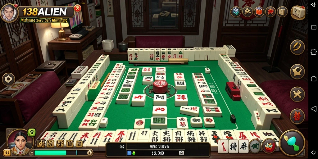 Tampilan gameplay 138ALIEN yang menampilkan tantangan Mahjong yang menarik.
