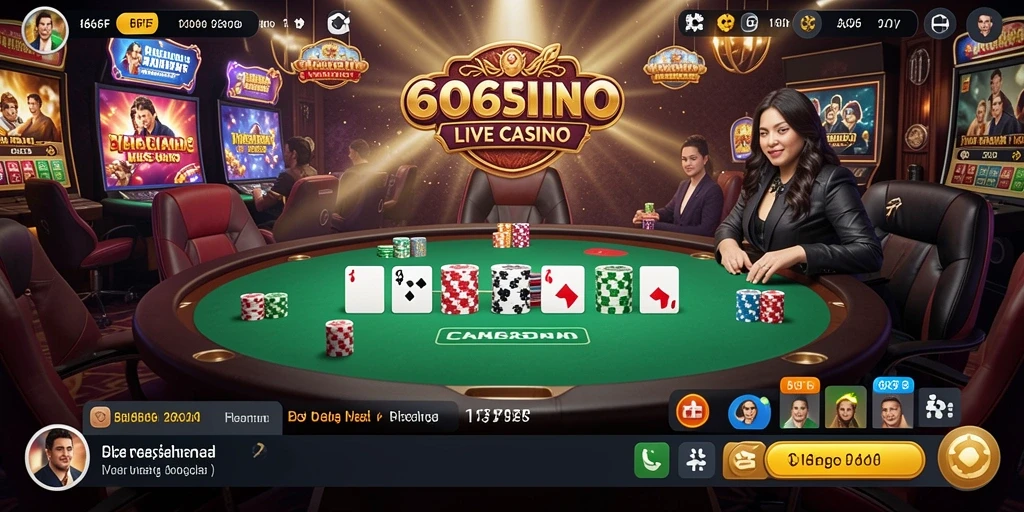 Screenshot gameplay 666FF menunjukkan dealer langsung dalam aksi di Live Casino.