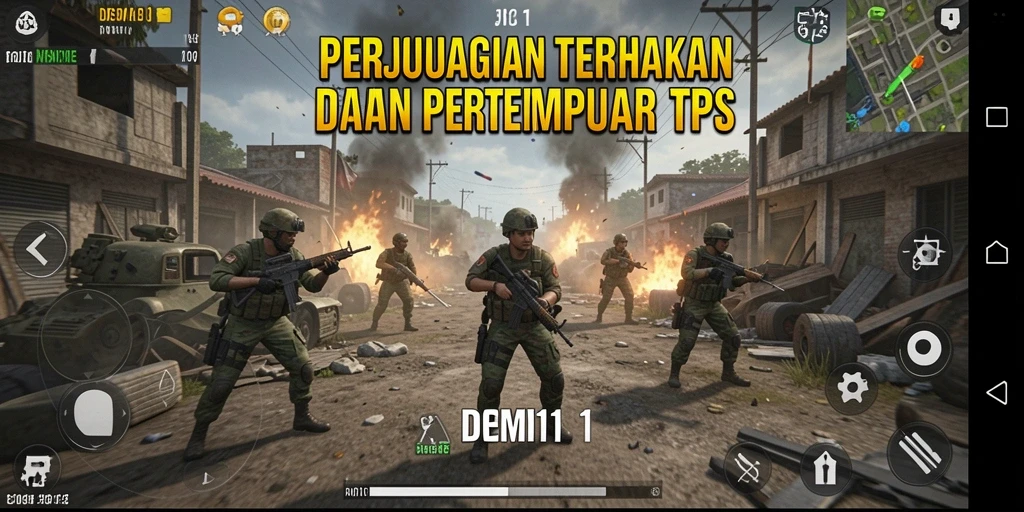 Screenshot gameplay DEMI11 yang menunjukkan pertempuran intens dalam TPS.