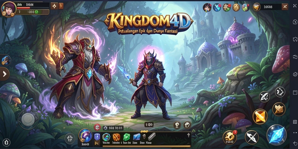 Tampilan gameplay <strong>KINGDOM4D</strong> yang menakjubkan dengan pertempuran epik.
