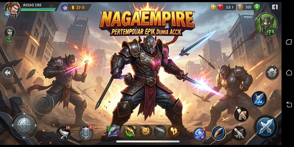 Tampilan gameplay NAGAEMPIRE dengan aksi seru dan grafis menawan.