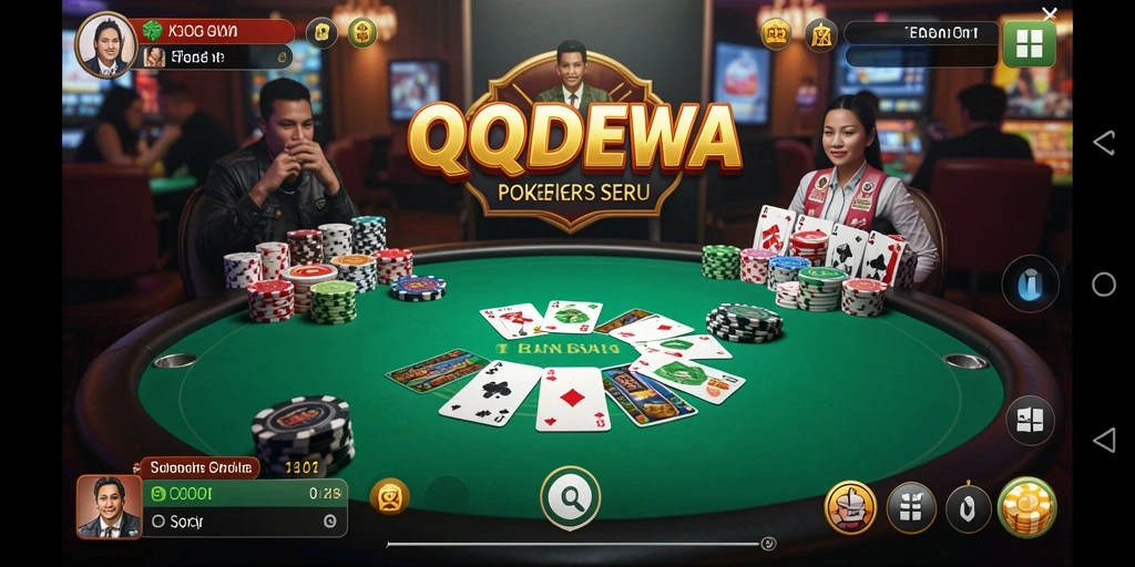 Gameplay seru dalam QQDEWA, menampilkan aksi permainan Poker yang mendebarkan.